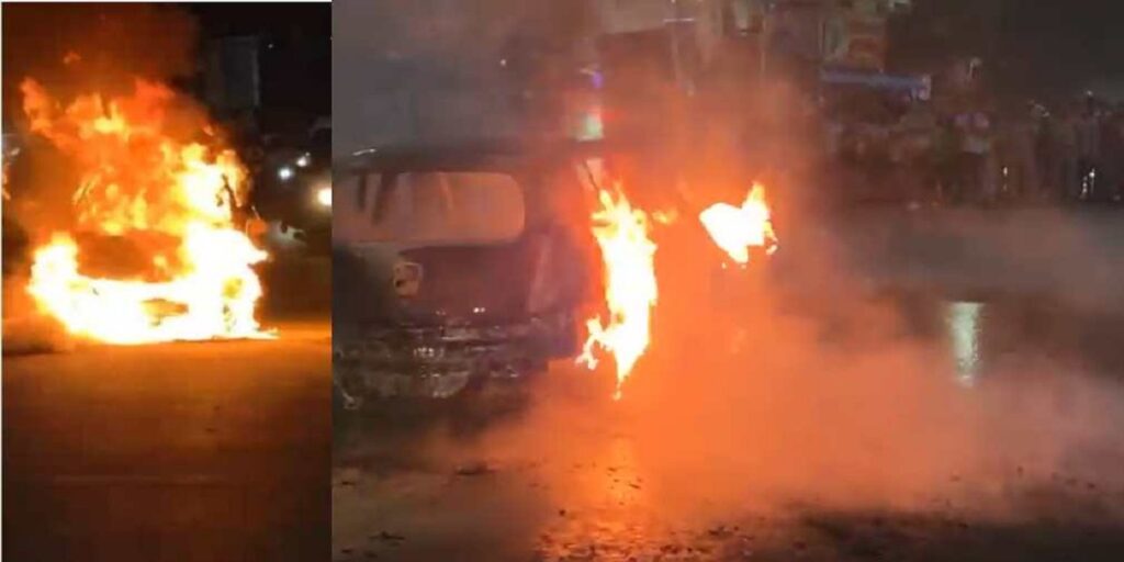 Chhattisgarh : EV कार में ब्लास्ट के बाद लगी भीषण आग, देखते ही देखते जलकर खाक हुई गाड़ी