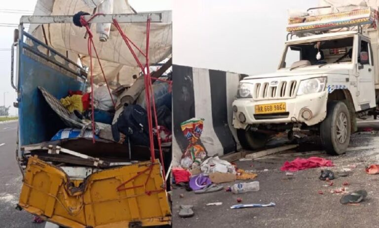 हाईवे पर पिकअप और ट्रक में टक्कर, पांच लोगोँ दर्दनाक की मौत